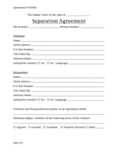 Separation Agreement Template
