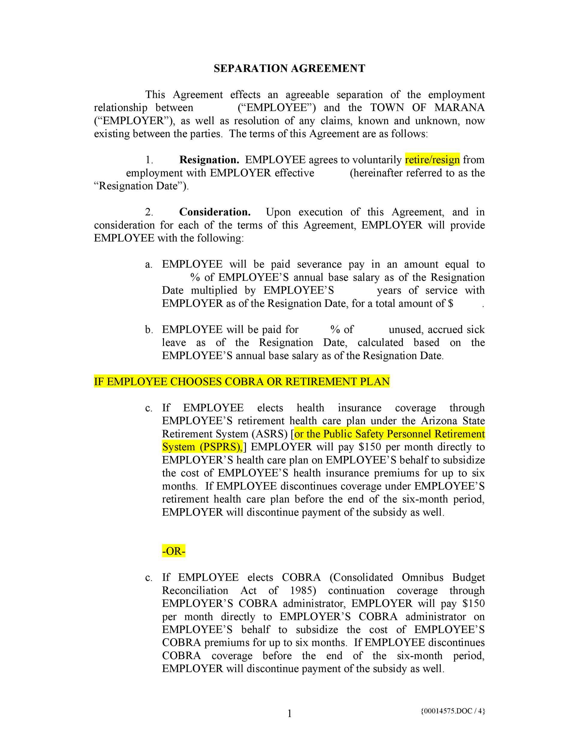 Separation Agreement Template Example Separation Agreement Template Example