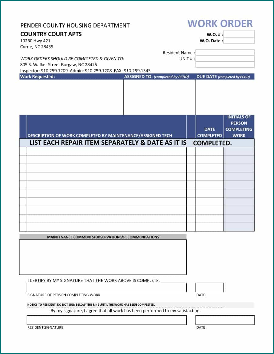 Service Order Template Example