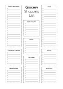 Shopping List Template Sample