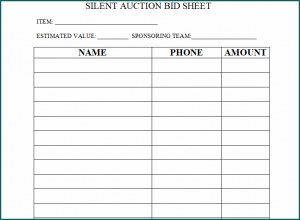 Silent Auction Template