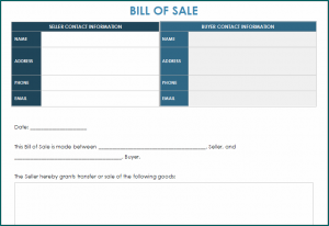 Simple Bill Of Sale Template