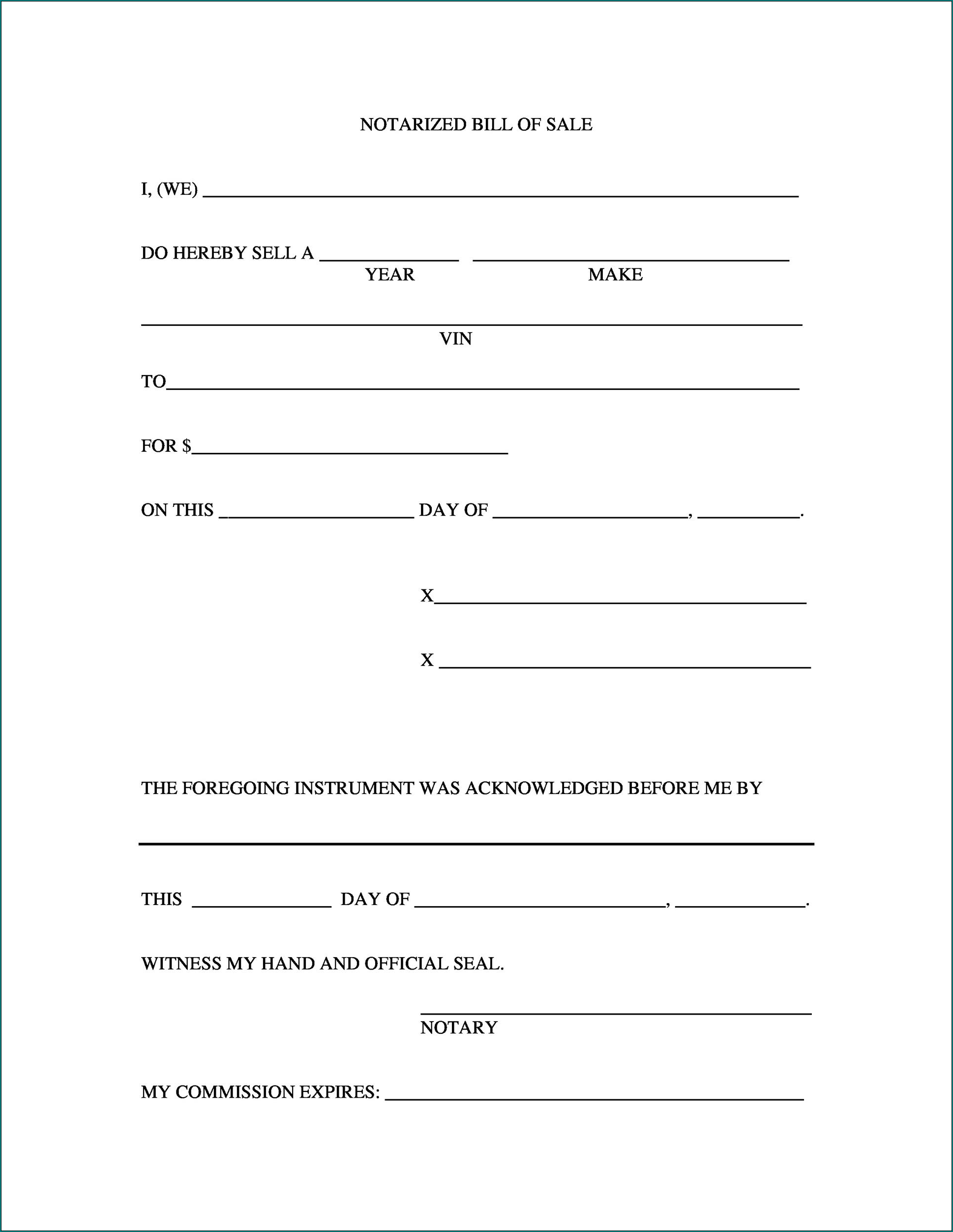 Simple Bill Of Sale Template Sample