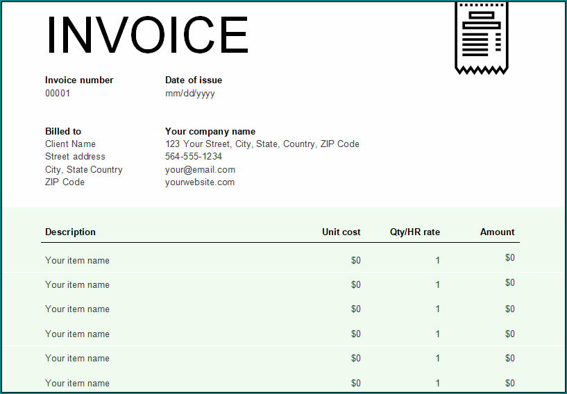 Simple Invoice Template Word