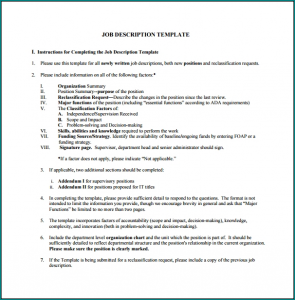 Simple Job Description Template Example