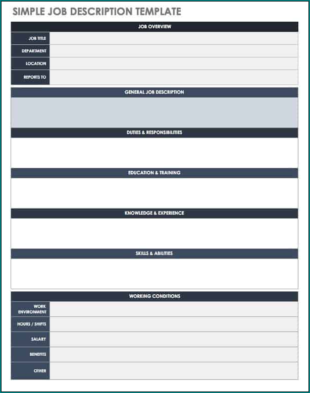 Simple Job Description Template Sample