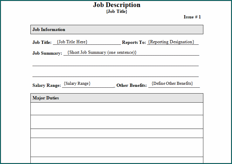 Simple Job Description Template