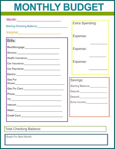 Simple Monthly Budget Template Example