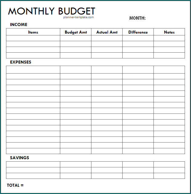 Simple Monthly Budget Template Sample