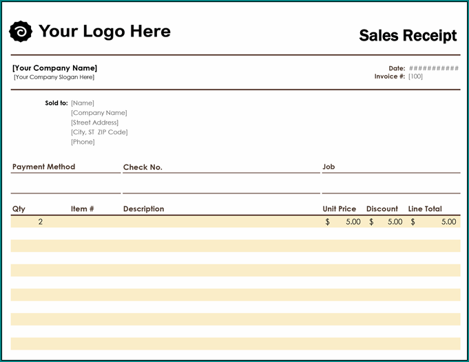 Simple Receipt Template Example