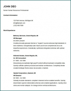 Simple Resume Template Sample