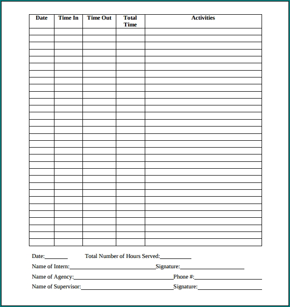 Simple Timesheet Template Example