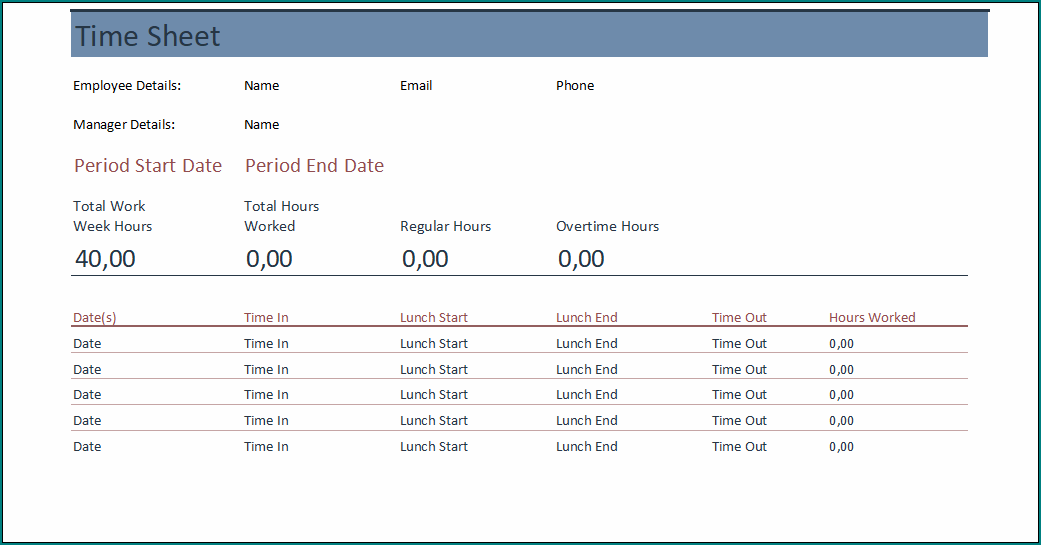 Simple Timesheet Template