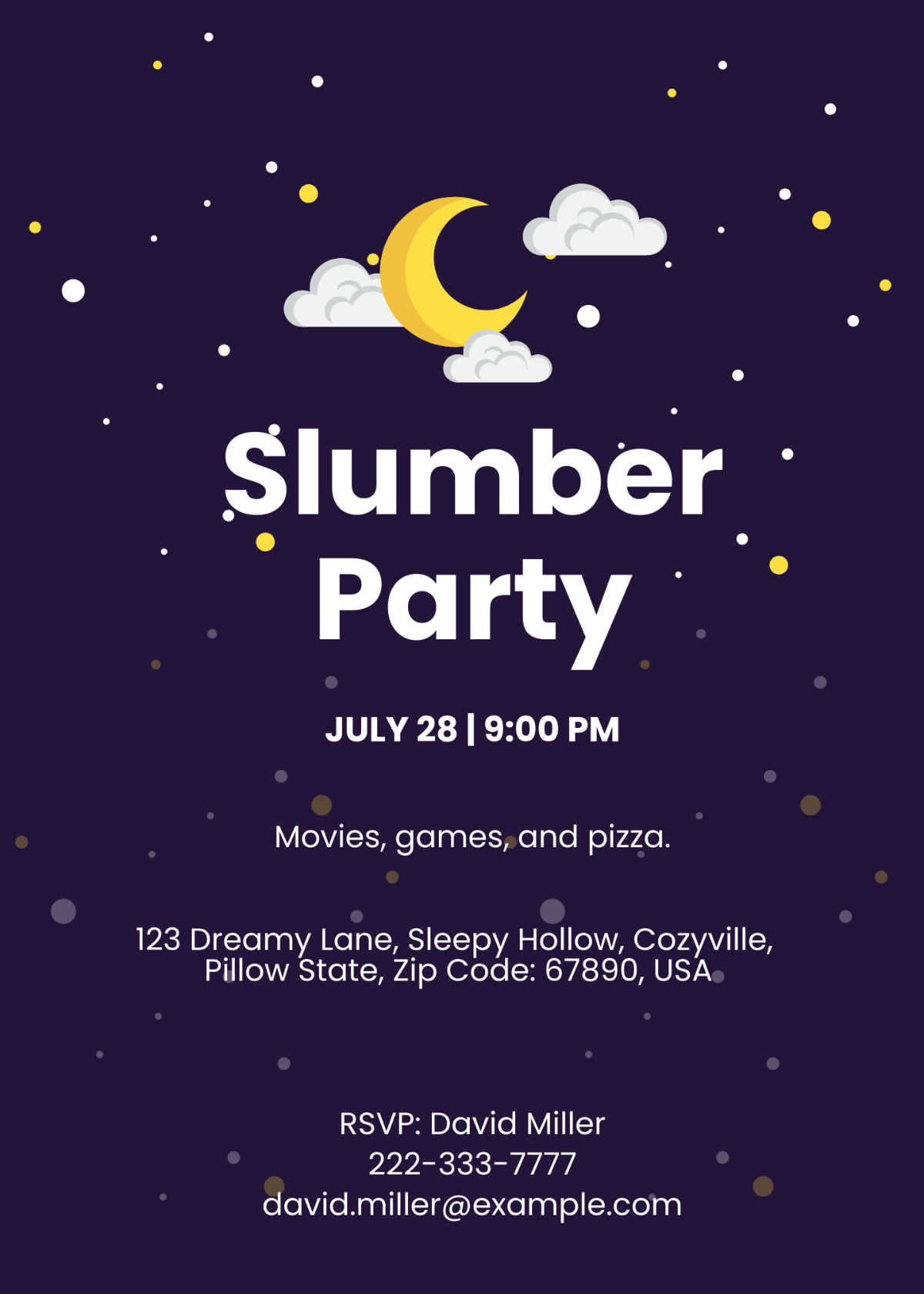 Slumber Party Invitation Template Example