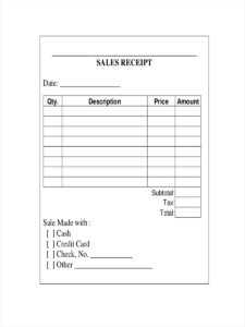 Small Business Sales Receipt Template Example