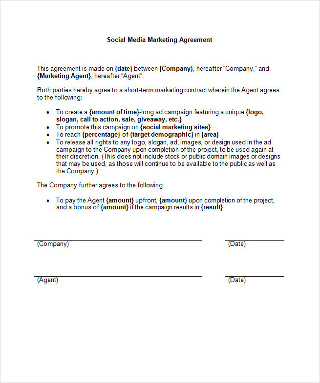Social Media Agency Contract Template Social Media Agency Contract Template