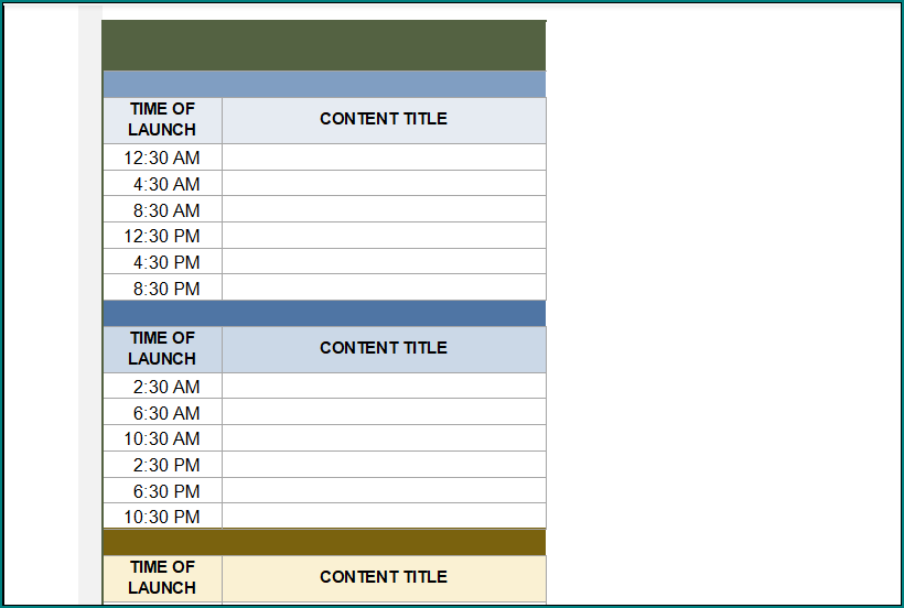 Social Media Post Schedule Template