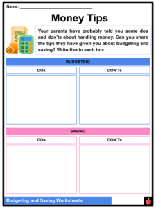 Spending And Savings Worksheet Template Sample