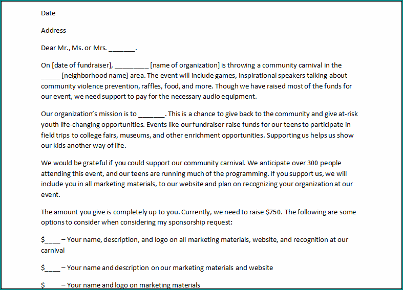 Sponsorship Letter Template