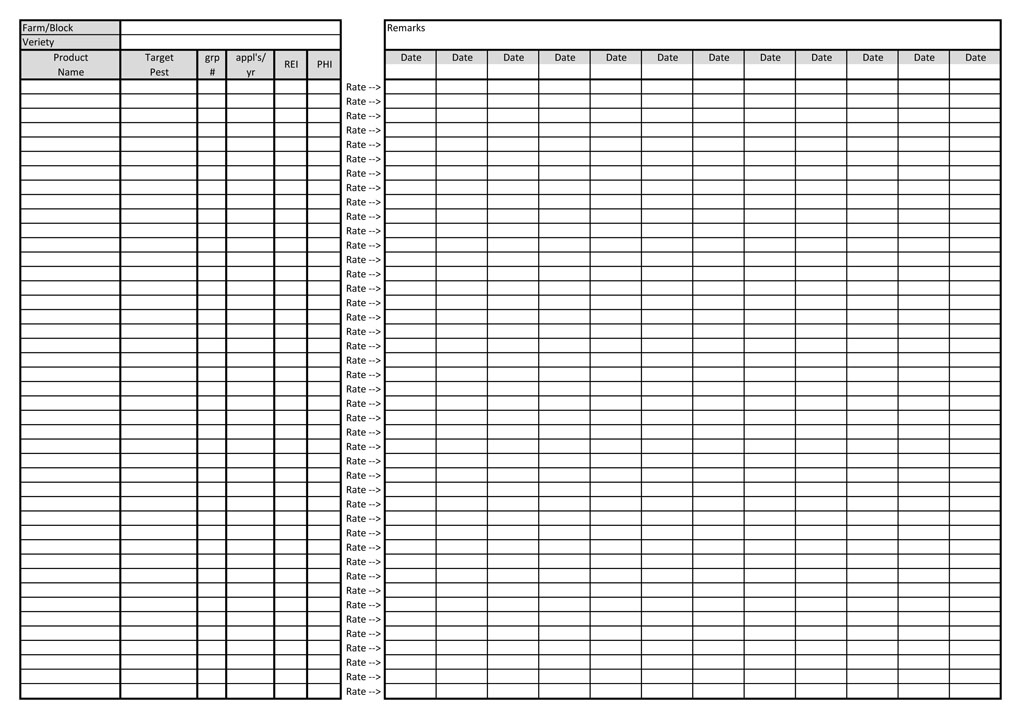 Spray Record Sheet Template Example Spray Record Sheet Template Example