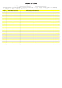 Spray Record Sheet Template Sample