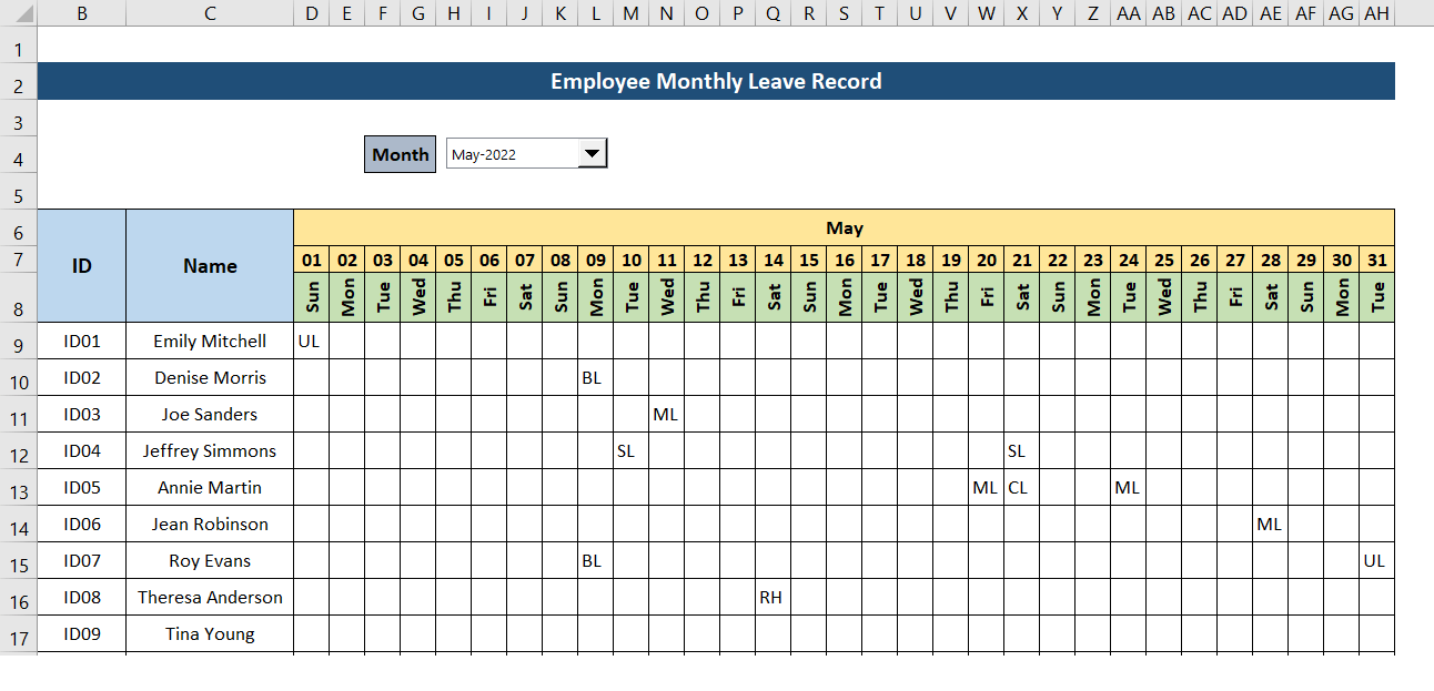 Staff Leave Register Template Sample Staff Leave Register Template Sample