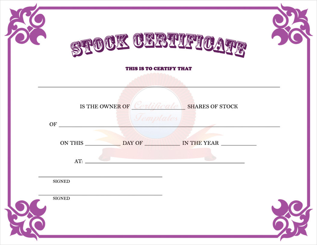 Stock Certificate Number Example Stock Certificate Number Example