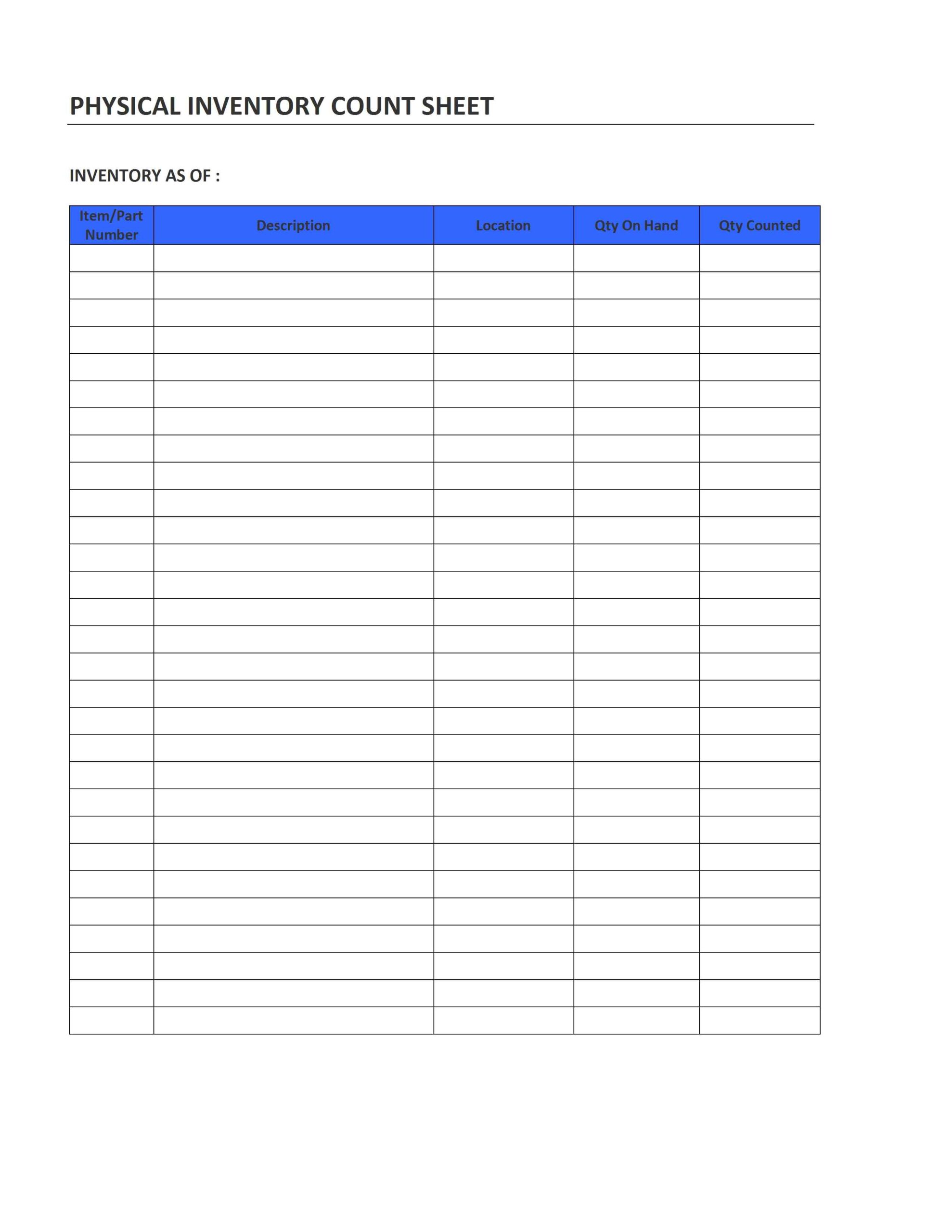 Stock Count Sheet Template Example Stock Count Sheet Template Example
