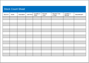 Stock Count Sheet Template Sample