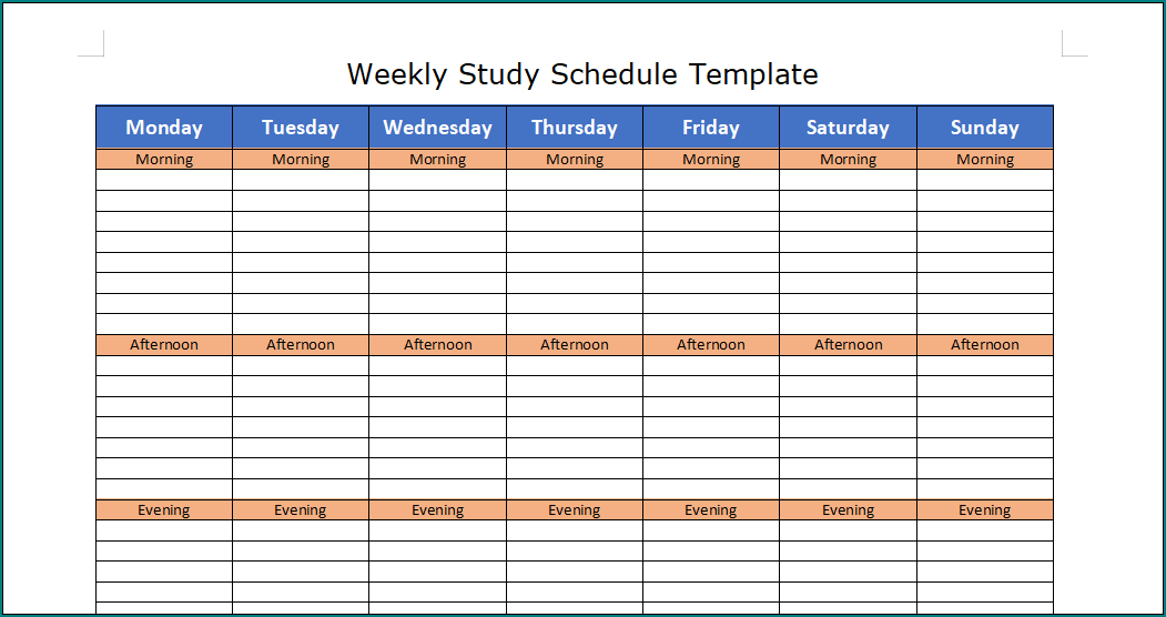 Study Schedule Template