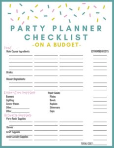 Summer Party Budget Worksheet Template Example