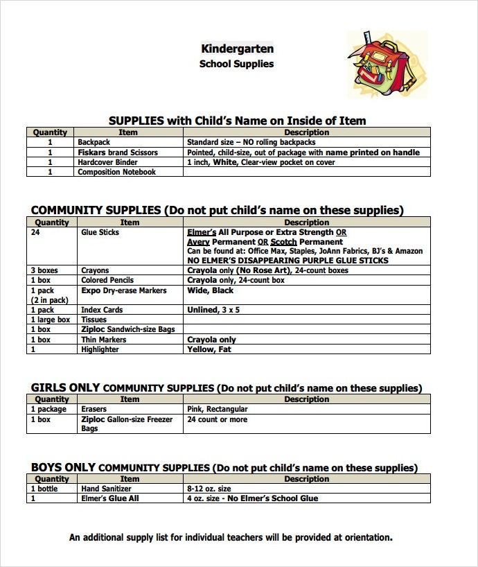 Supply Stationery List Inventory Template Supply Stationery List Inventory Template