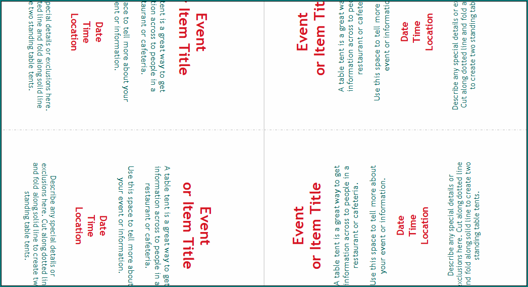 Table Tent Template