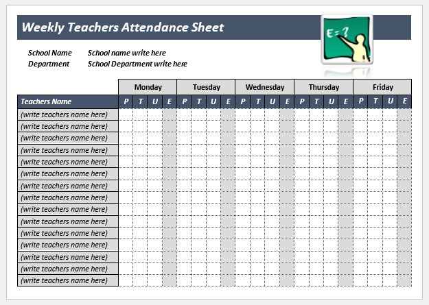 Teacher Attendance Sheet Template Example Teacher Attendance Sheet Template Example