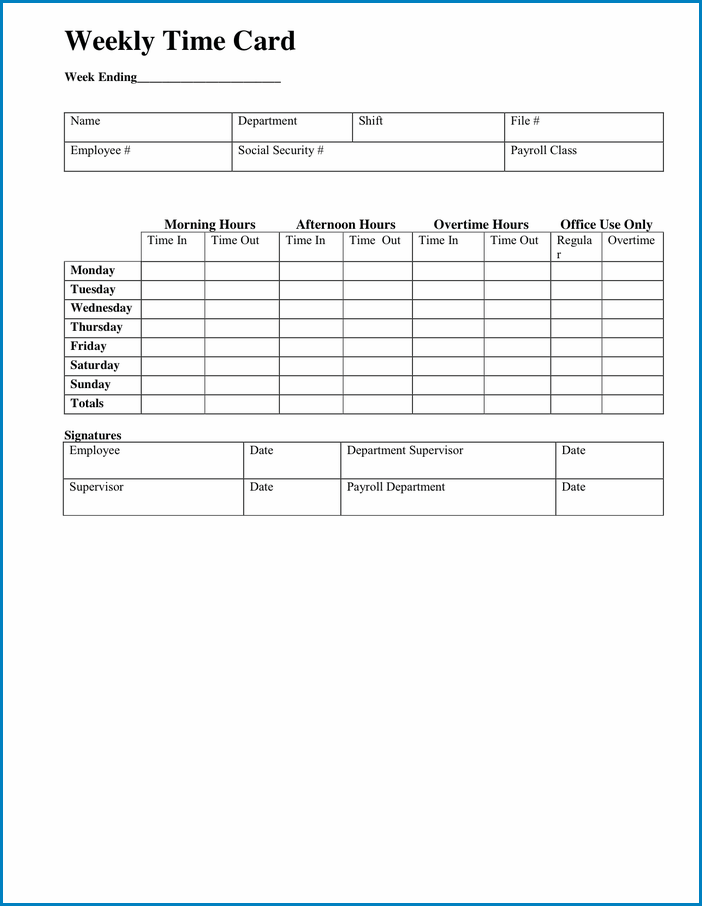 Time Card Template Example Time Card Template Example