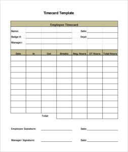 Time Card Template Sample