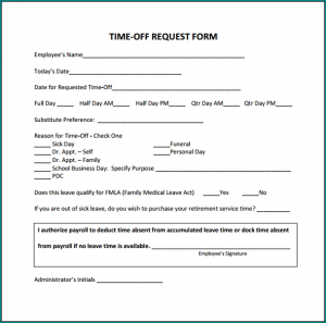 Time Off Request Form Example