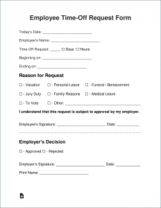Time Off Request Form Sample