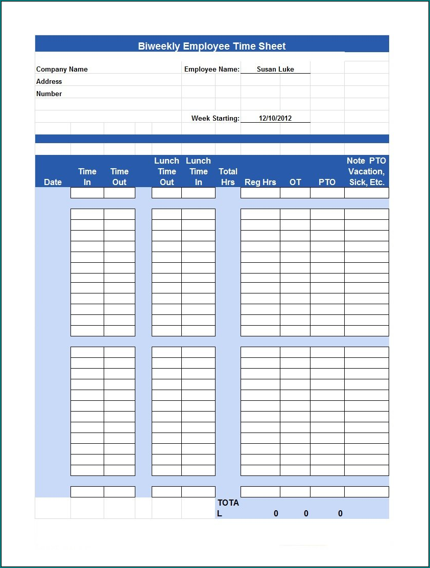 Timesheet Template Word Example