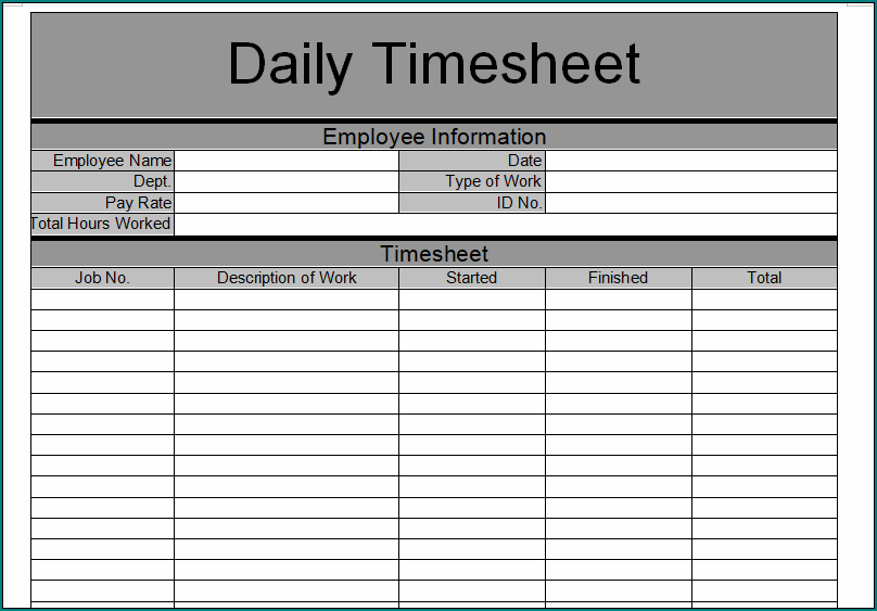 Timesheet Template Word