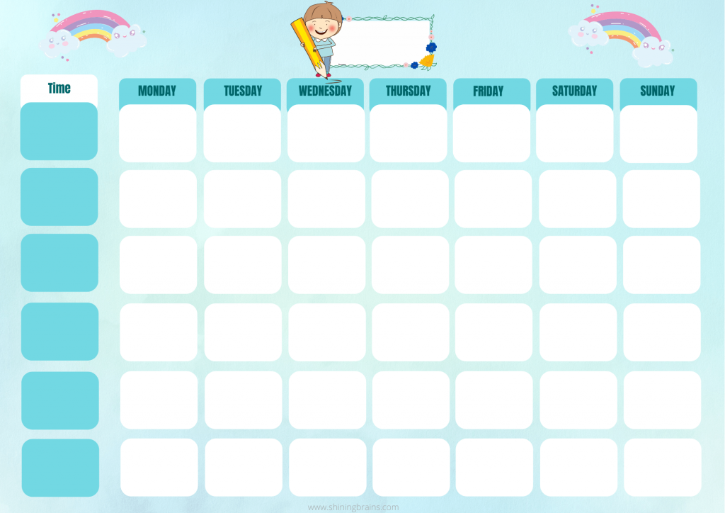 Timetable For Kids Example Timetable For Kids Example