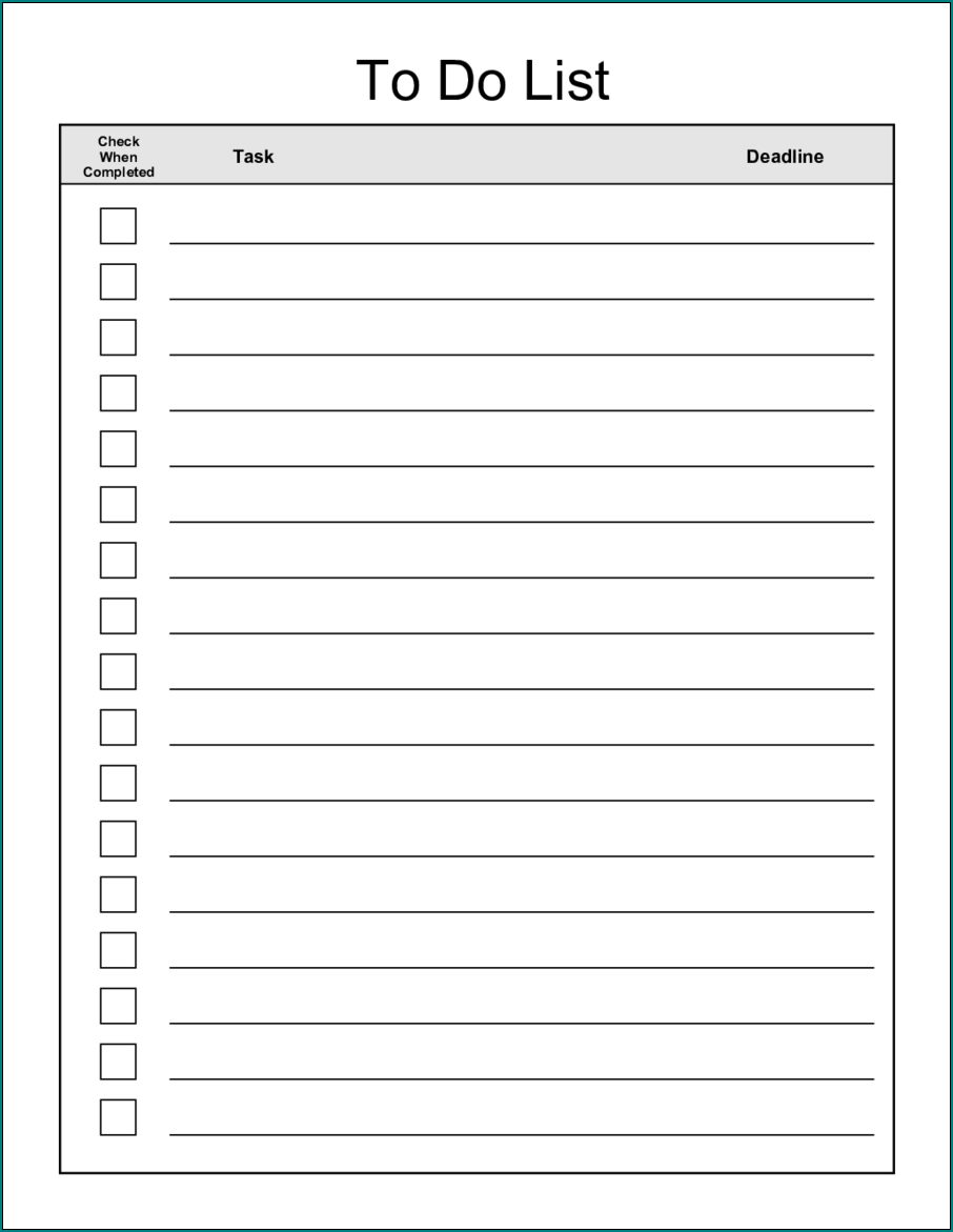 To Do Checklist Template Example