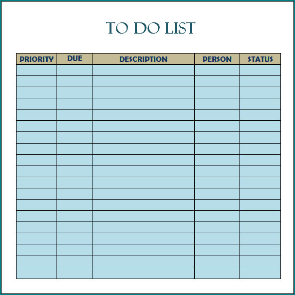 To Do Checklist Template Sample