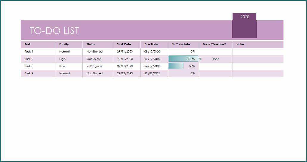 To Do List Template Excel
