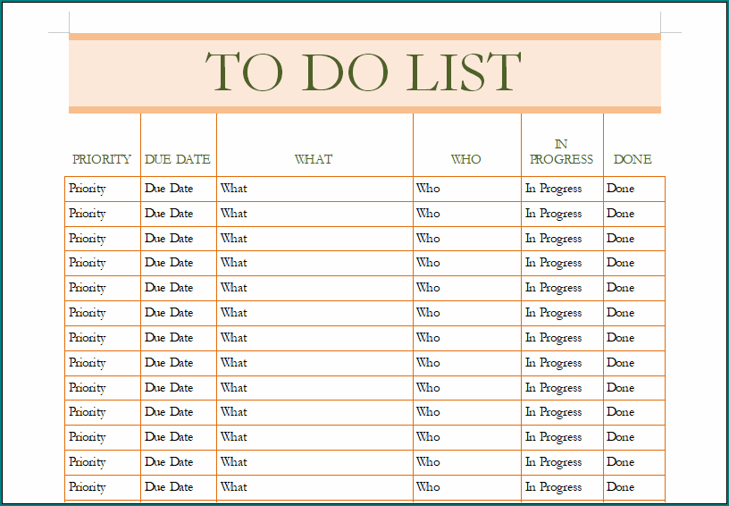 To Do List Template Word