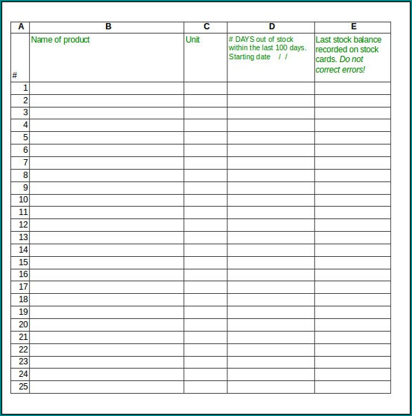 Tool Inventory Sheet Template Example