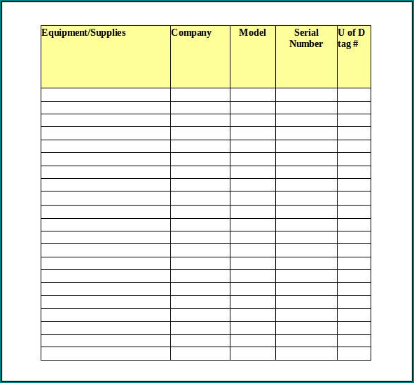 Tool Inventory Sheet Template Sample