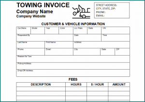 Towing Receipt Template