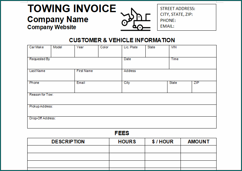 Towing Receipt Template