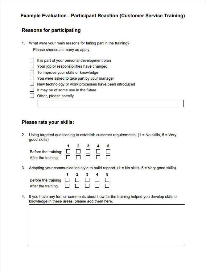 Training Check Evaluation Form Training Check Evaluation Form